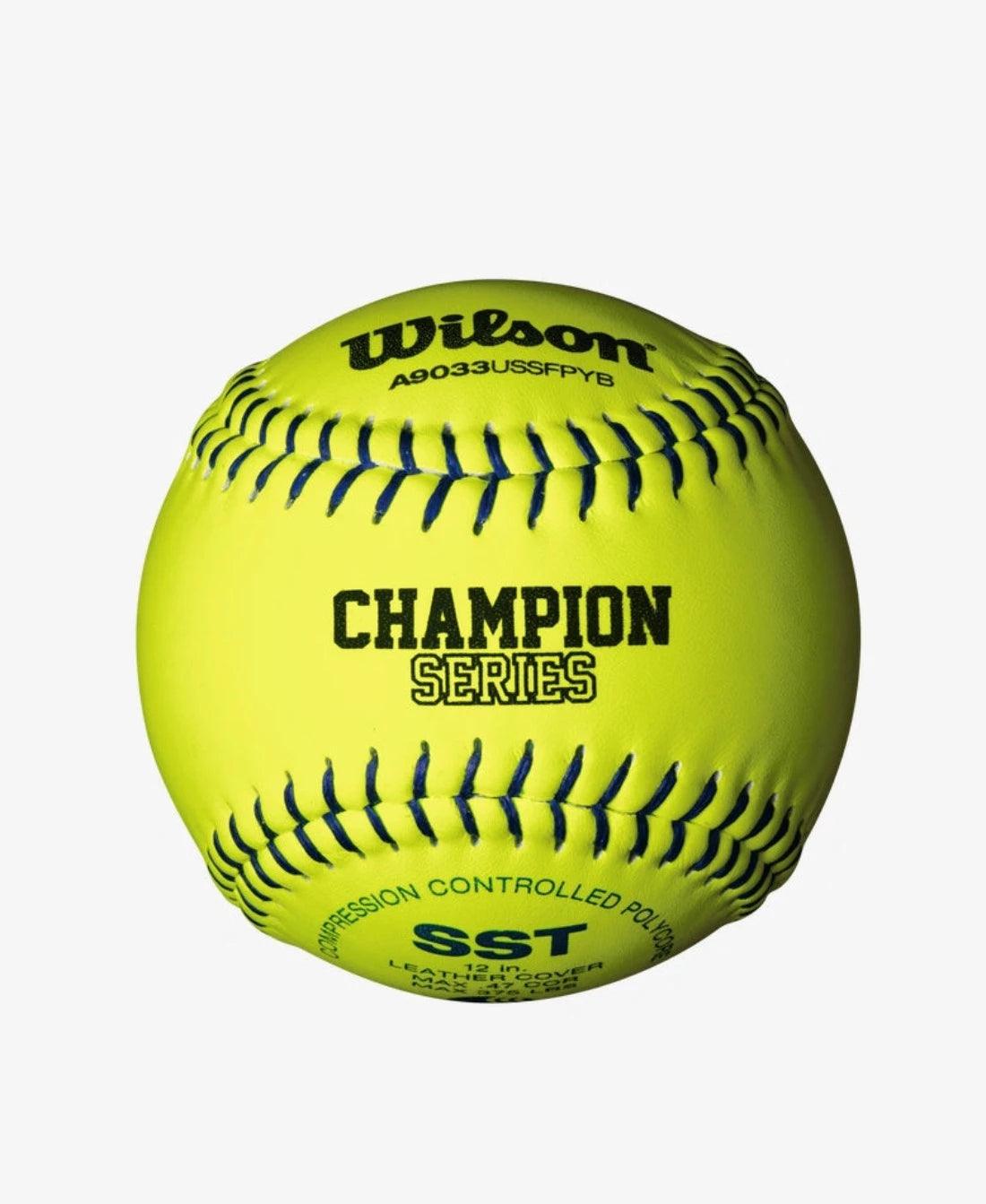 Shop Wilson 12" USSSA Leather Polycore Fastpitch Softballs (Dozen): WTA9033BUSSFPYB at Headbanger Sports