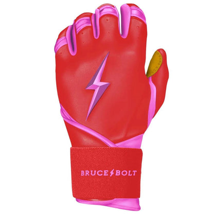 Shop Bruce Bolt PREMIUM PRO BADER Series Long Cuff Batting Gloves: Pink at Headbanger Sports