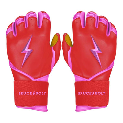 Shop Bruce Bolt PREMIUM PRO BADER Series Long Cuff Batting Gloves: Pink at Headbanger Sports