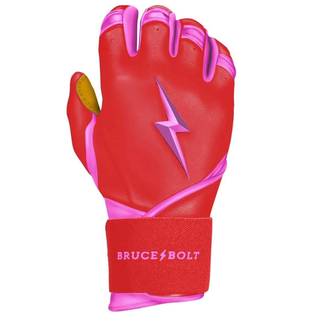 Shop Bruce Bolt PREMIUM PRO BADER Series Long Cuff Batting Gloves: Pink at Headbanger Sports