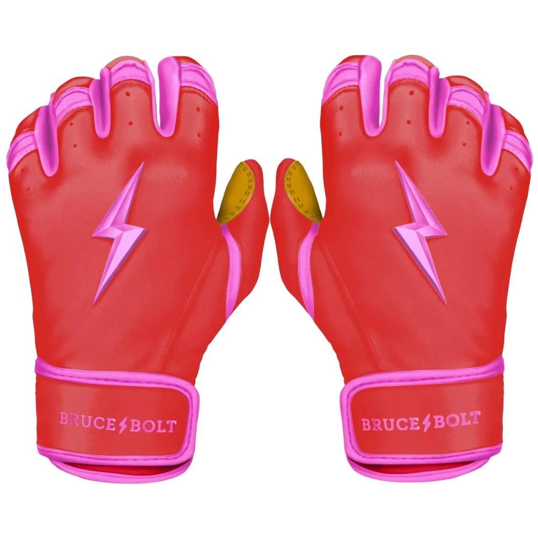 Shop Bruce Bolt PREMIUM PRO BADER Series Short Cuff Batting Gloves: Pink at Headbanger Sports