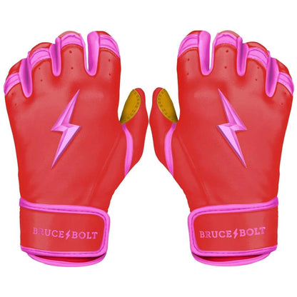 Shop Bruce Bolt PREMIUM PRO BADER Series Short Cuff Batting Gloves: Pink at Headbanger Sports