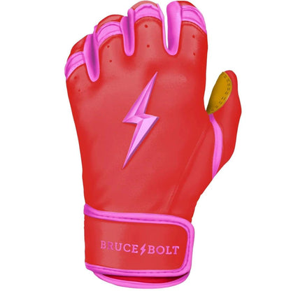 Shop Bruce Bolt PREMIUM PRO BADER Series Short Cuff Batting Gloves: Pink at Headbanger Sports