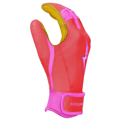 Shop Bruce Bolt PREMIUM PRO BADER Series Short Cuff Batting Gloves: Pink at Headbanger Sports