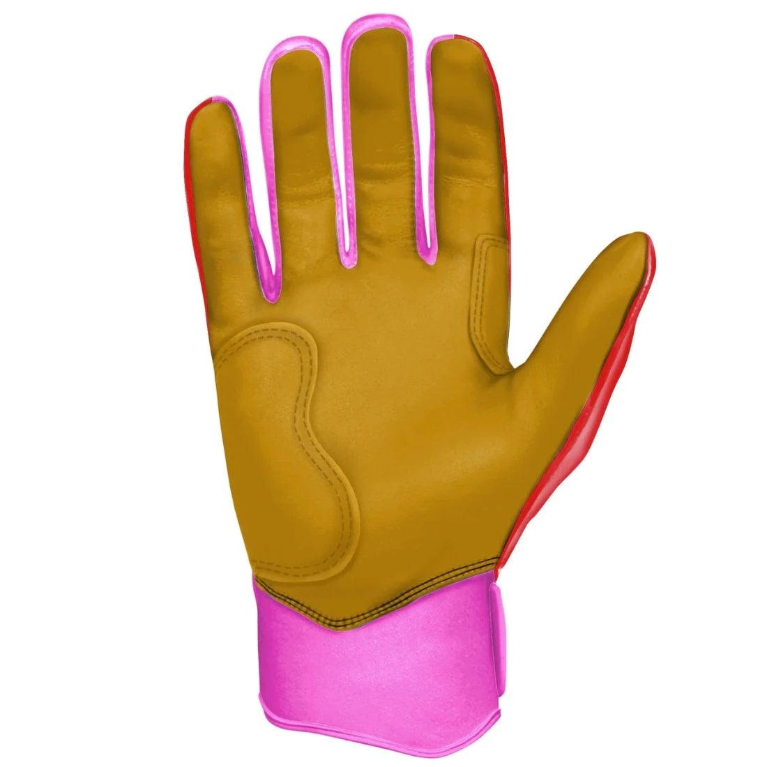 Shop Bruce Bolt PREMIUM PRO BADER Series Short Cuff Batting Gloves: Pink at Headbanger Sports