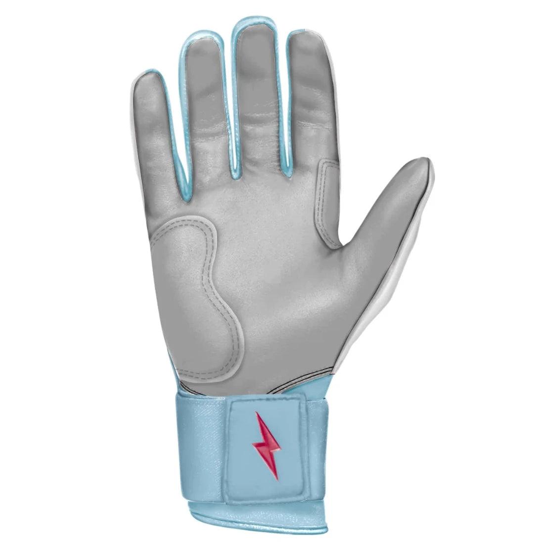 Shop Bruce Bolt PREMIUM PRO Happ Long Cuff Batting Gloves: White at Headbanger Sports