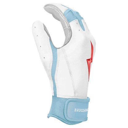 Shop Bruce Bolt PREMIUM PRO Happ Series Short Cuff Batting Gloves: White at Headbanger Sports