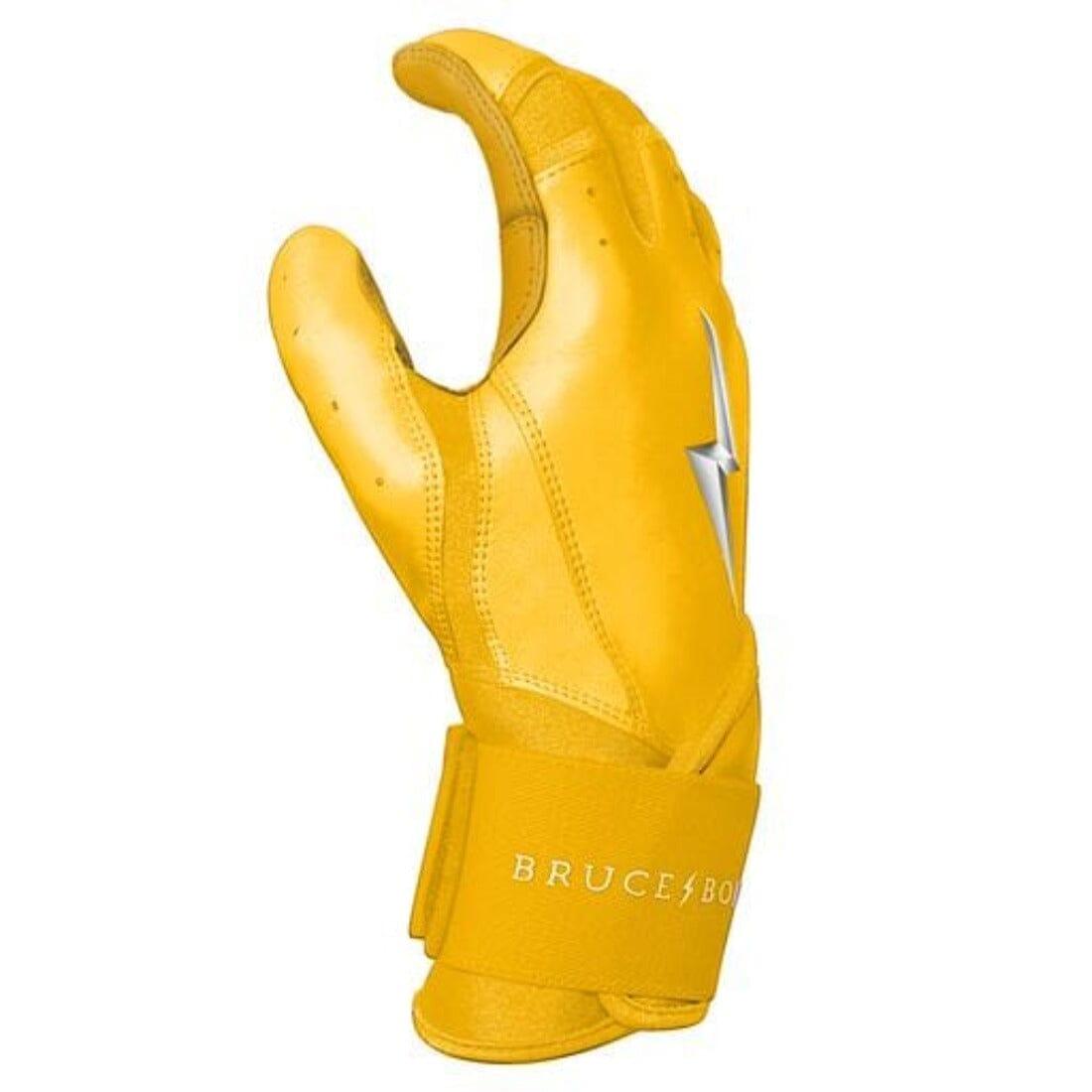 Shop Bruce Bolt PREMIUM PRO Long Cuff Batting Gloves: Yellow at Headbanger Sports 