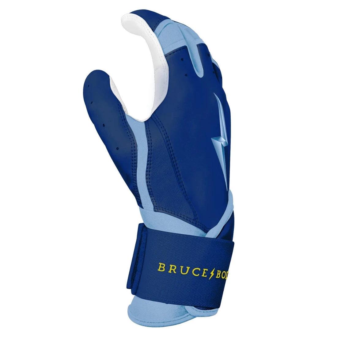 Shop Bruce Bolt PREMIUM PRO Phillips Long Cuff Batting Gloves: Navy at Headbanger Sports