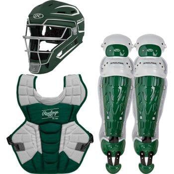 Shop Rawlings Adult Dark Green/White VELO 2.0 Catcher's Gear Box Set: CSV2A-DG/W at Headbanger Sports