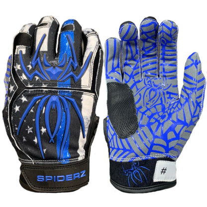 2023 Spiderz HYBRID Batting Gloves: Blue Line