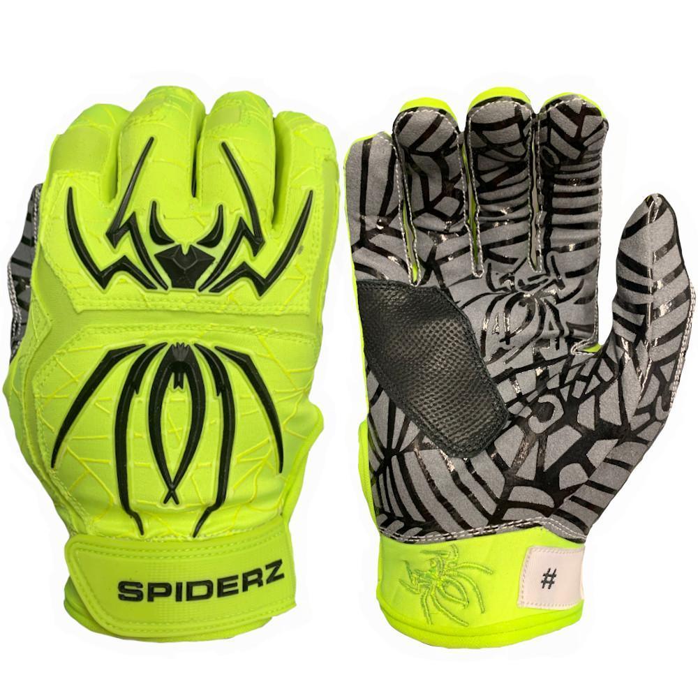 2020 Spiderz Hybrid Batting Gloves: Neon Yellow/Black