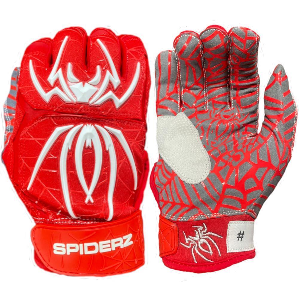 2022 Spiderz HYBRID Batting Gloves: Red/White