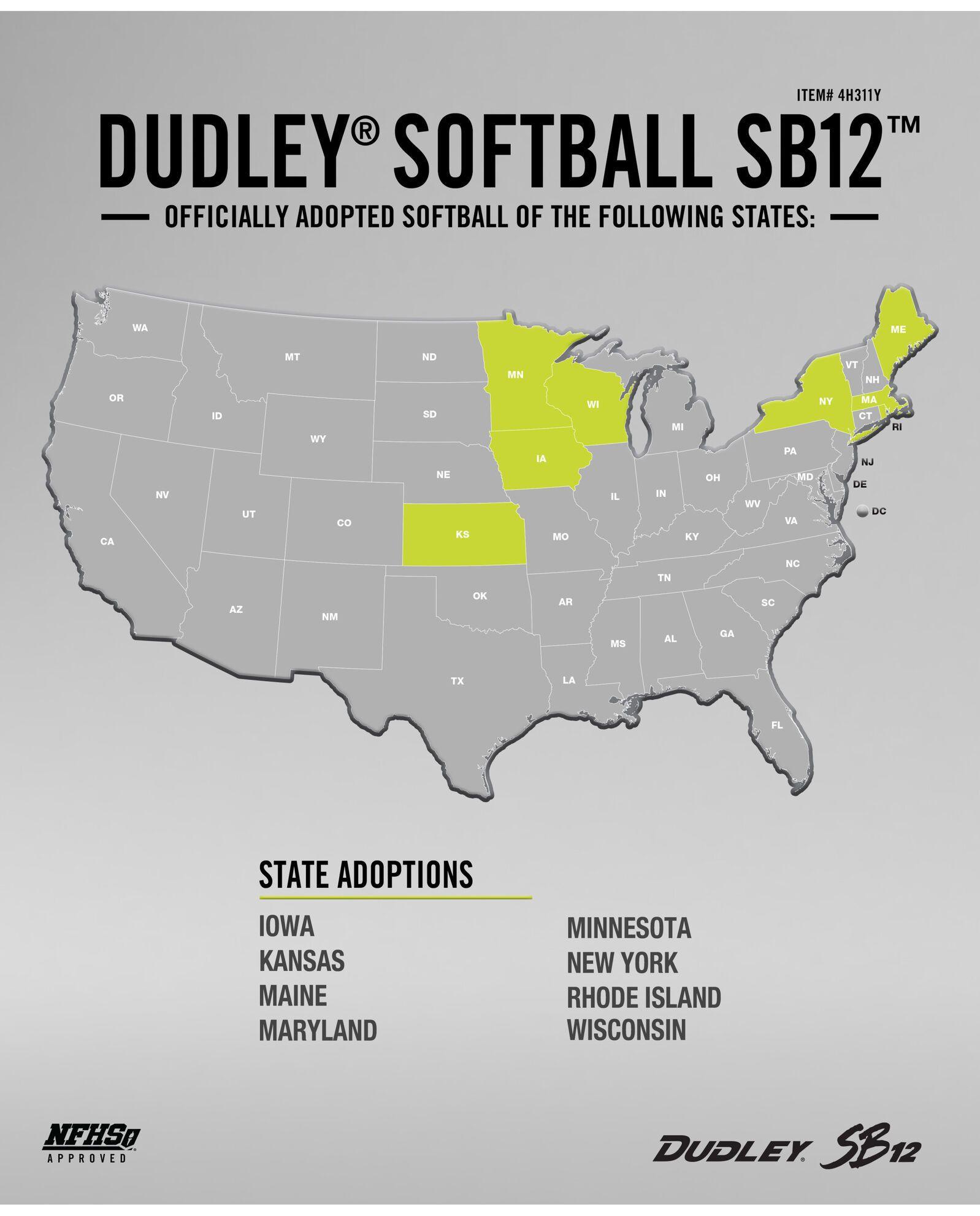 Dudley 12" NFHS SB 12 Fastpitch Softballs (Dozen): 4H311Y