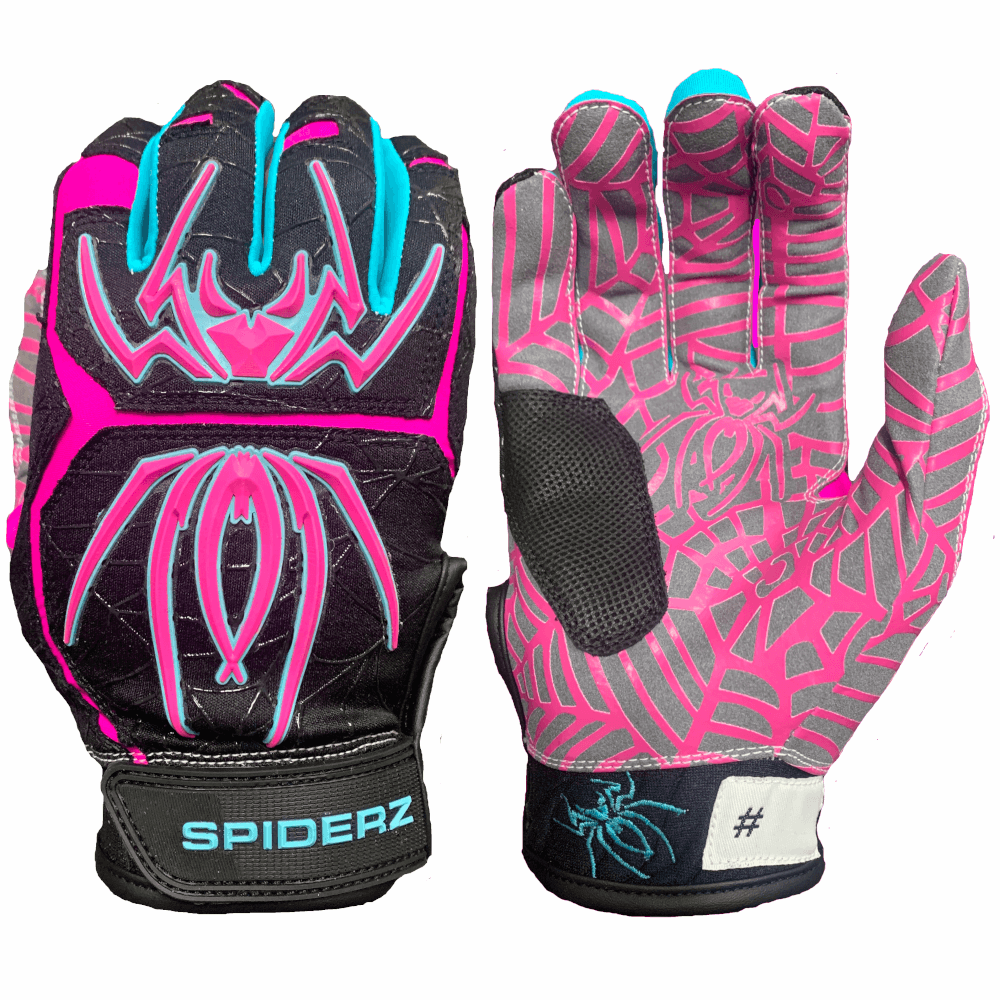 2020 Spiderz HYBRID Batting Gloves: Black Vice