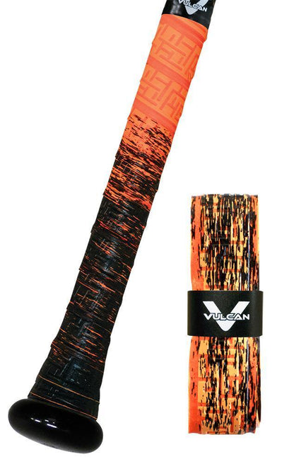 Ember Vulcan Ultralight Bat Grips: Fade Series, Black and Orage