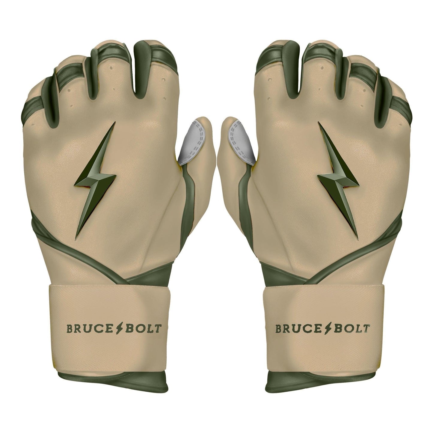 Bruce Bolt Premium Pro Military Series Long Cuff Batting Gloves: Beige