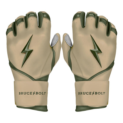 Bruce Bolt Premium Pro Military Series Long Cuff Batting Gloves: Beige