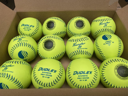 Dudley Thunder ZN 11" Classic W Synthetic USSSA Slowpitch Softballs (DOZEN): 4U542Y