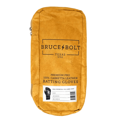 Bruce Bolt PREMIUM PRO Long Cuff Batting Gloves: Black