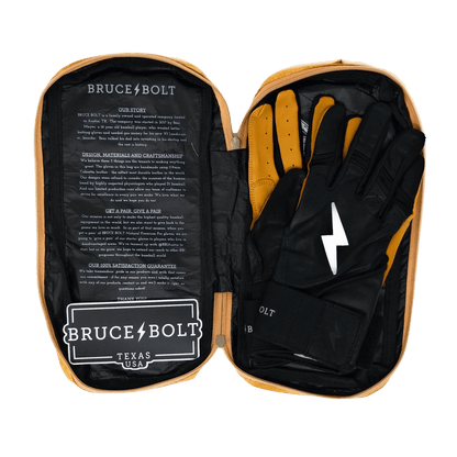 Bruce Bolt PREMIUM PRO Long Cuff Batting Gloves: Black