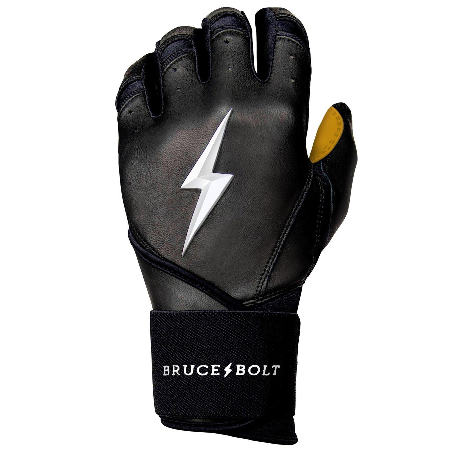 Bruce Bolt PREMIUM PRO Long Cuff Batting Gloves: Black