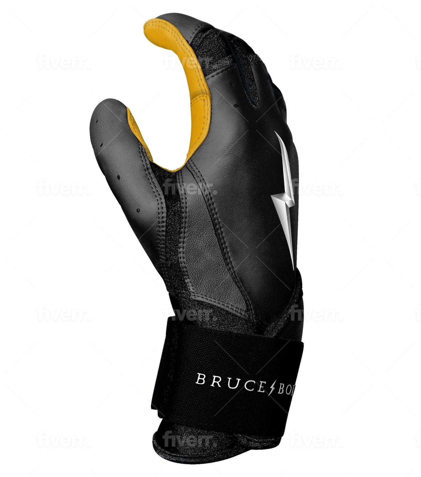 Bruce Bolt PREMIUM PRO Long Cuff Batting Gloves: Black