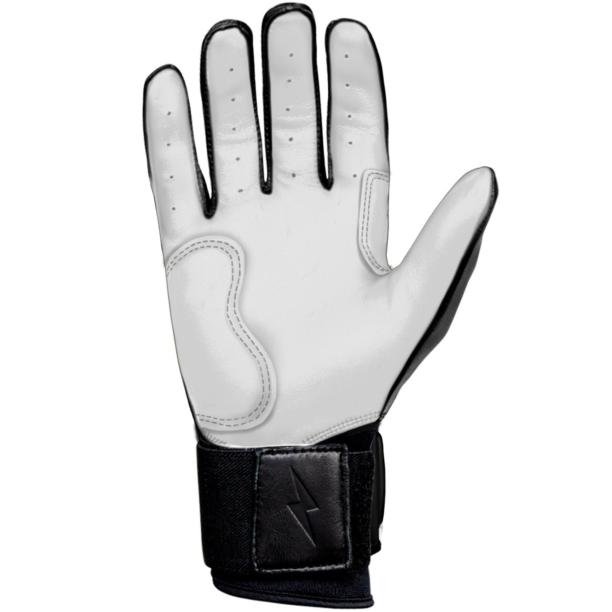 Bruce Bolt PREMIUM PRO Chrome Series Long Cuff Batting Gloves: Black