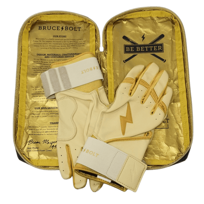 Bruce Bolt PREMIUM PRO Gold Series Batting Gloves: Long Cuff