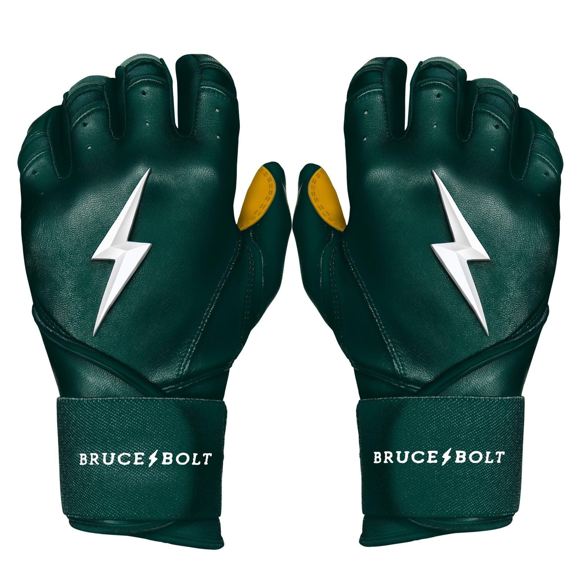 Bruce Bolt PREMIUM PRO Long Cuff Batting Gloves: Green