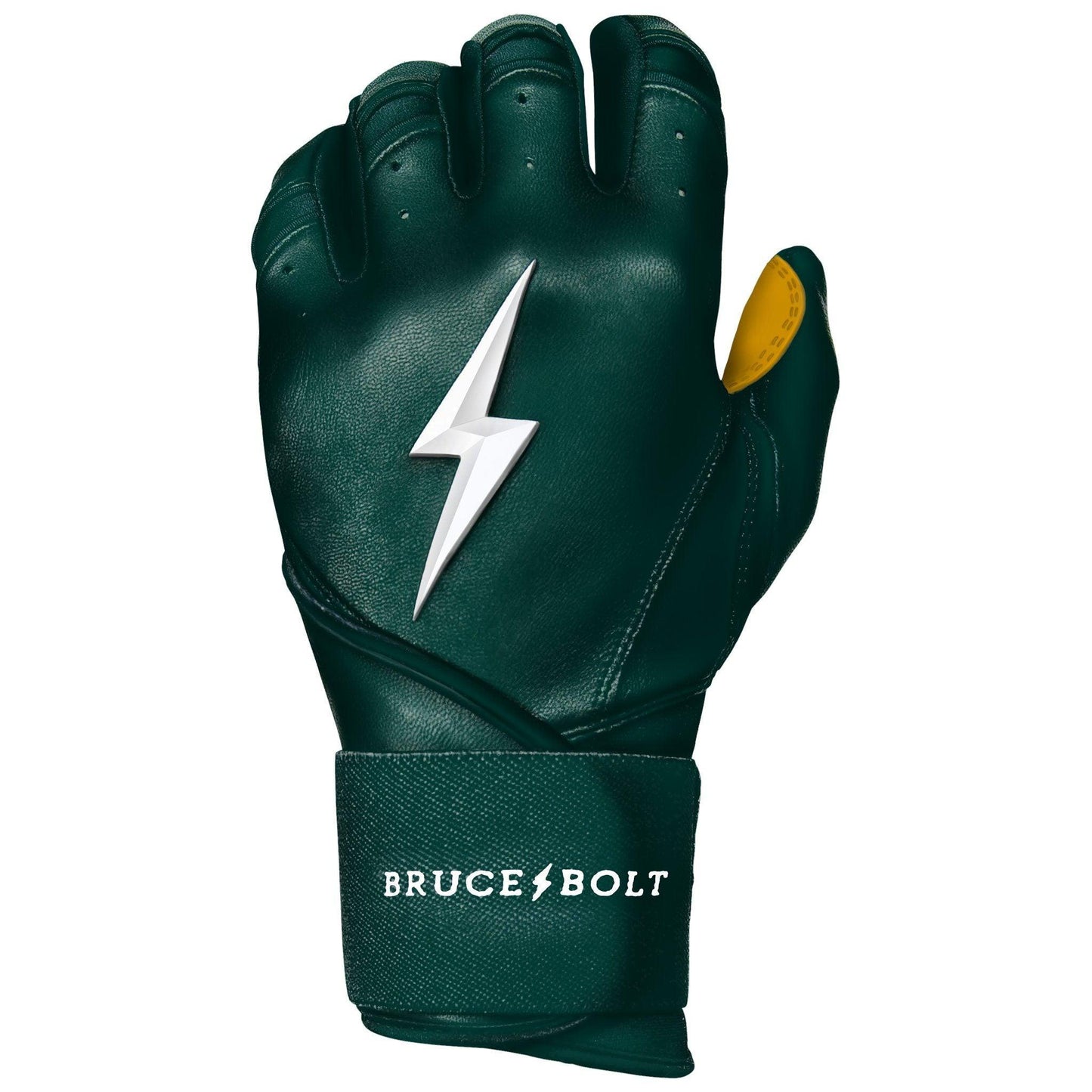 Bruce Bolt PREMIUM PRO Long Cuff Batting Gloves: Green