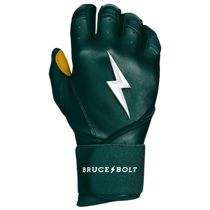 Bruce Bolt PREMIUM PRO Long Cuff Batting Gloves: Green