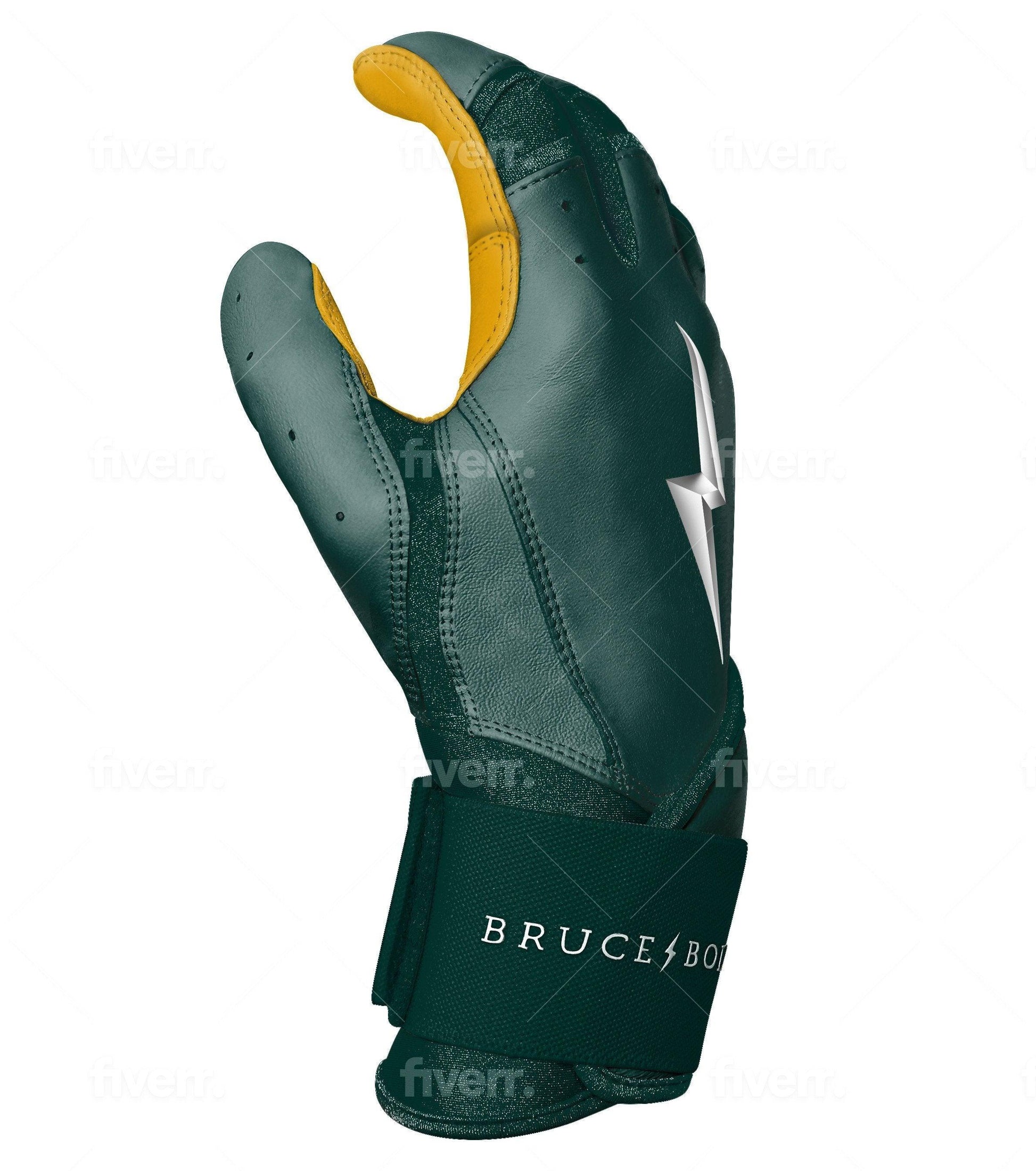 Bruce Bolt PREMIUM PRO Long Cuff Batting Gloves: Green