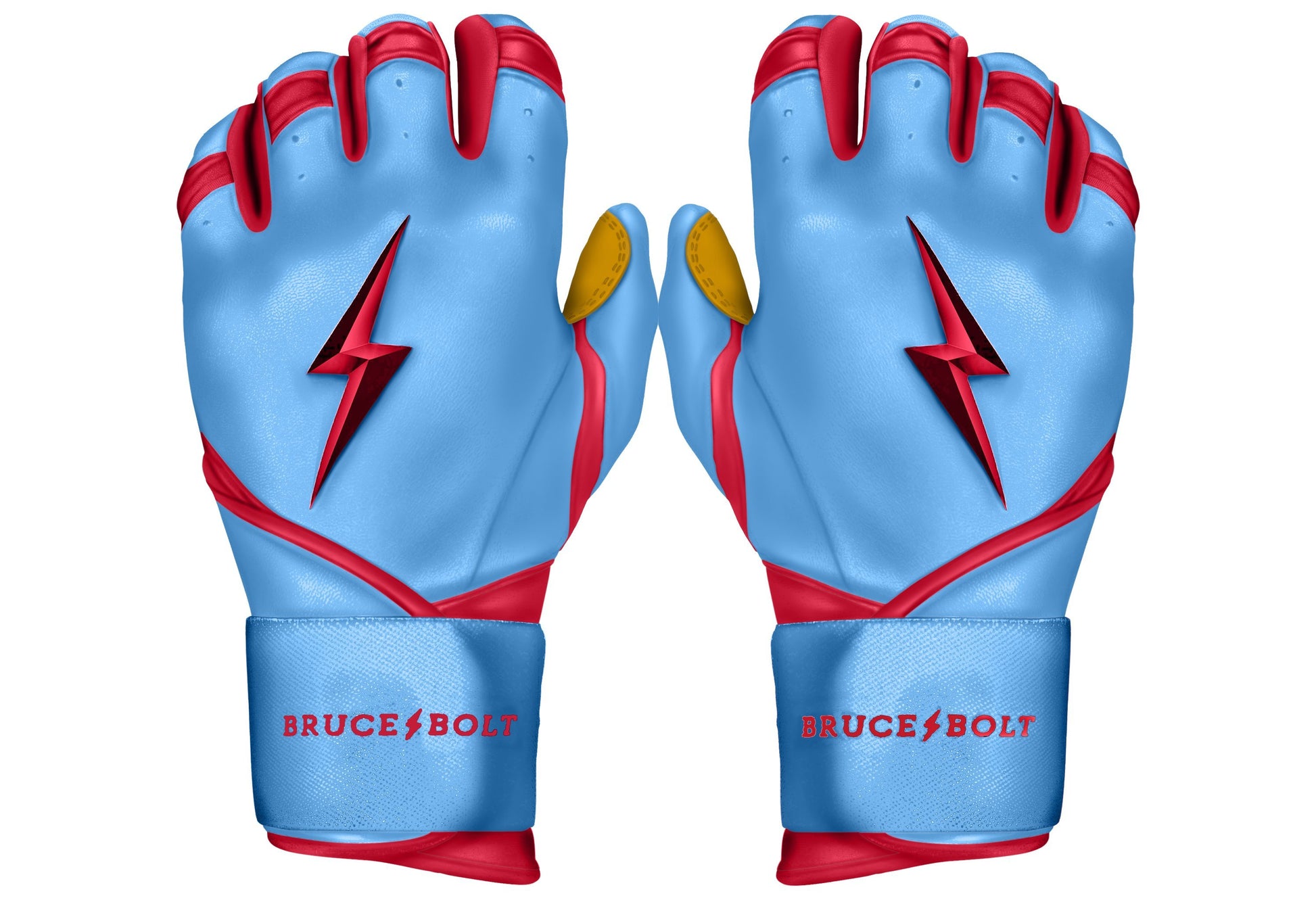 Bruce Bolt PREMIUM PRO BADER Series Long Cuff Batting Gloves: Baby Blue