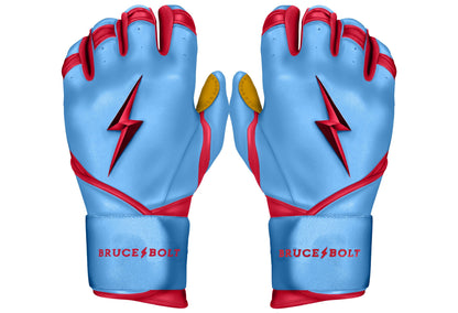 Bruce Bolt PREMIUM PRO BADER Series Long Cuff Batting Gloves: Baby Blue