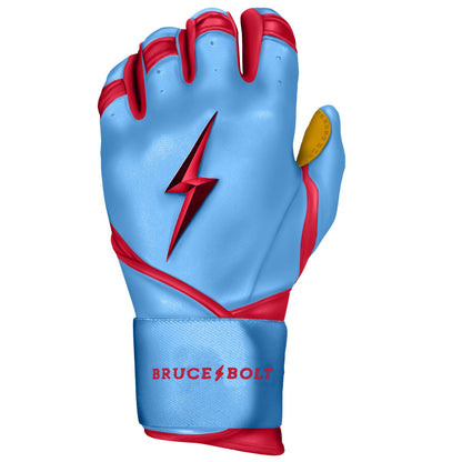 Bruce Bolt PREMIUM PRO BADER Series Long Cuff Batting Gloves: Baby Blue