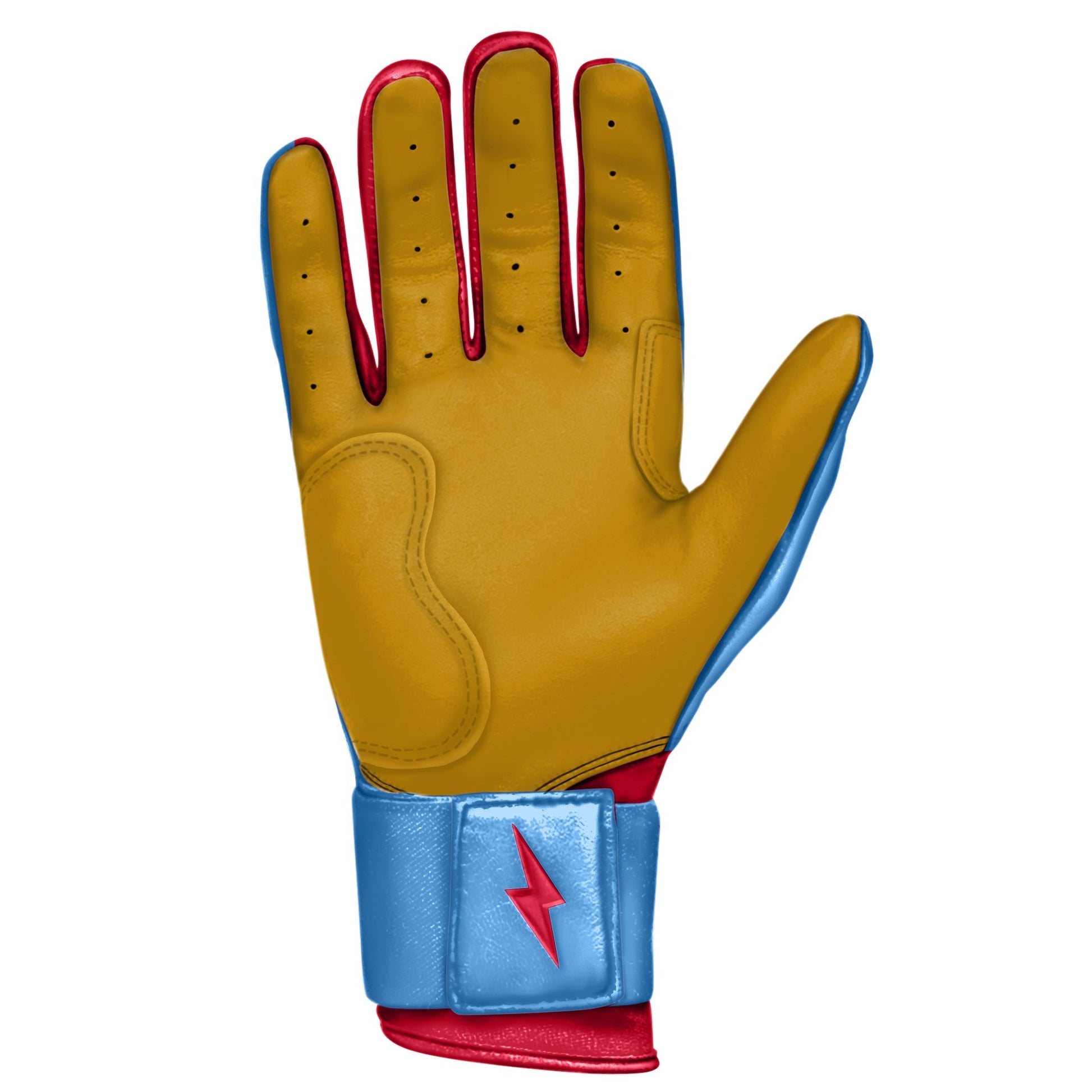 Bruce Bolt PREMIUM PRO BADER Series Long Cuff Batting Gloves: Baby Blue