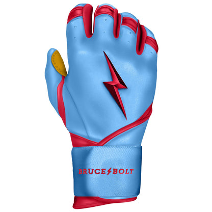 Bruce Bolt PREMIUM PRO BADER Series Long Cuff Batting Gloves: Baby Blue