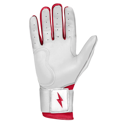 Bruce Bolt PREMIUM PRO BADER Series Long Cuff Batting Gloves: White