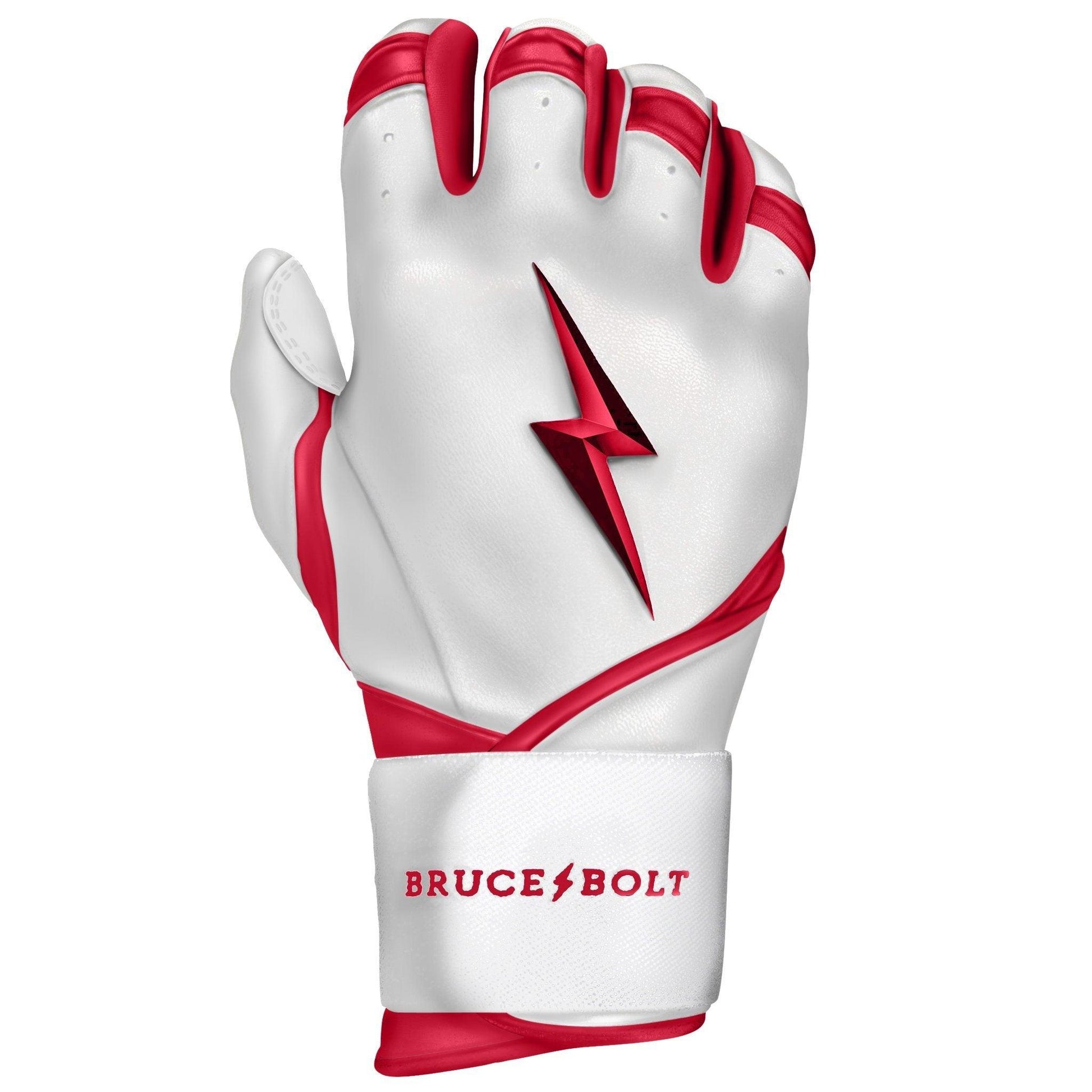 Bruce Bolt PREMIUM PRO BADER Series Long Cuff Batting Gloves: White