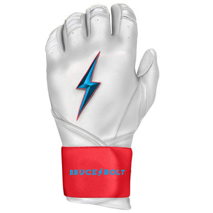 Bruce Bolt PREMIUM PRO BRINSON Series Long Cuff Batting Gloves: White