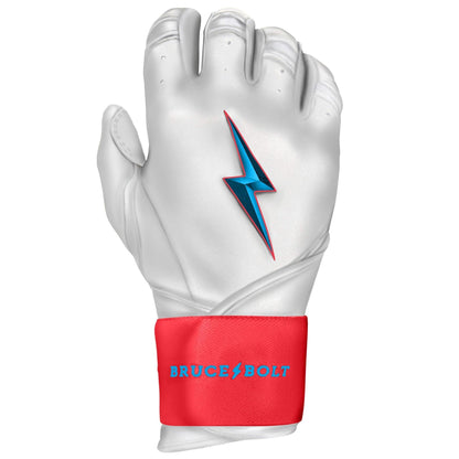 Bruce Bolt PREMIUM PRO BRINSON Series Long Cuff Batting Gloves: White