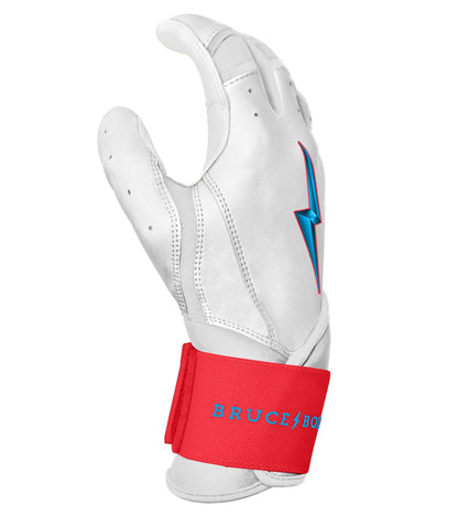 Bruce Bolt PREMIUM PRO BRINSON Series Long Cuff Batting Gloves: White