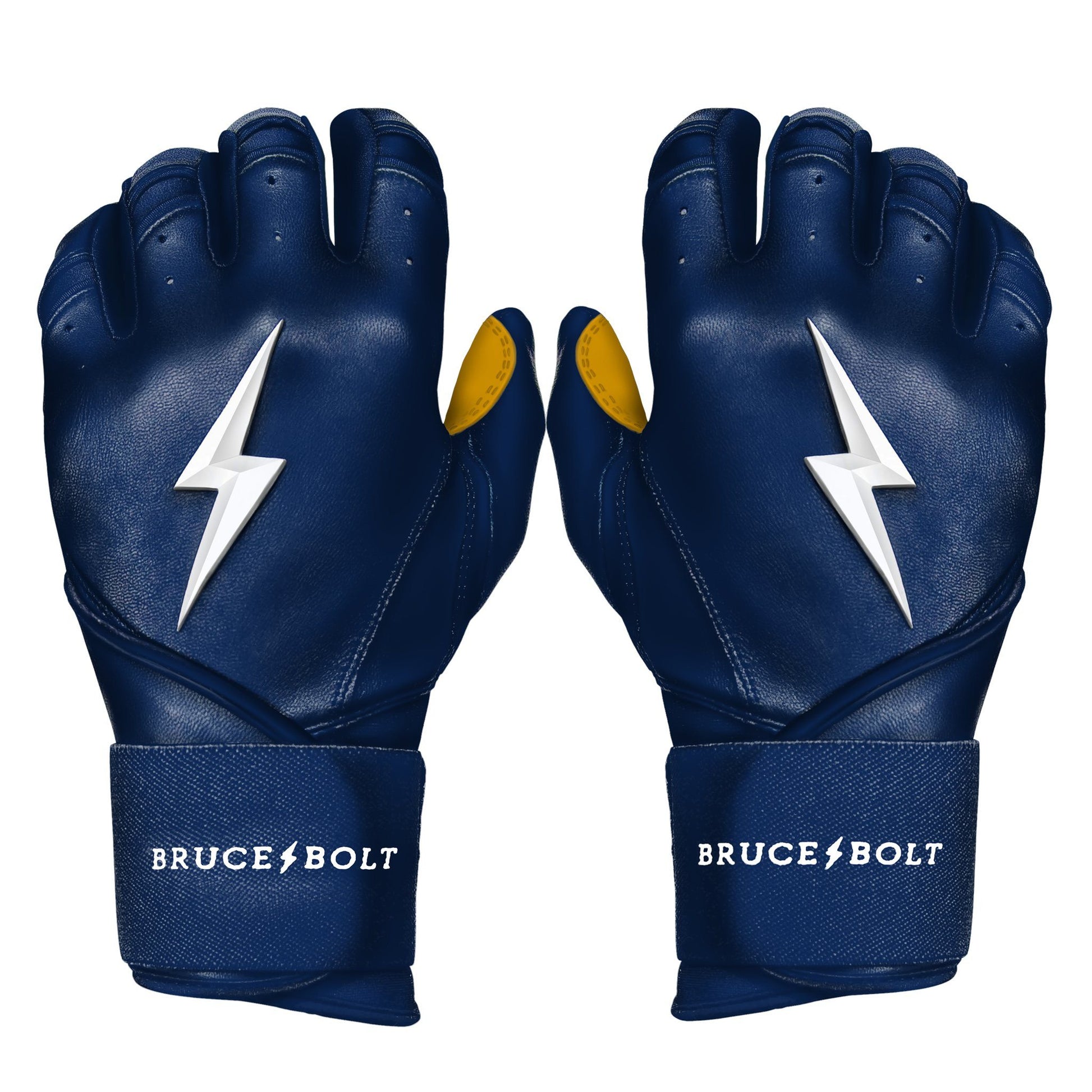 Bruce Bolt PREMIUM PRO Long Cuff Batting Gloves: Navy