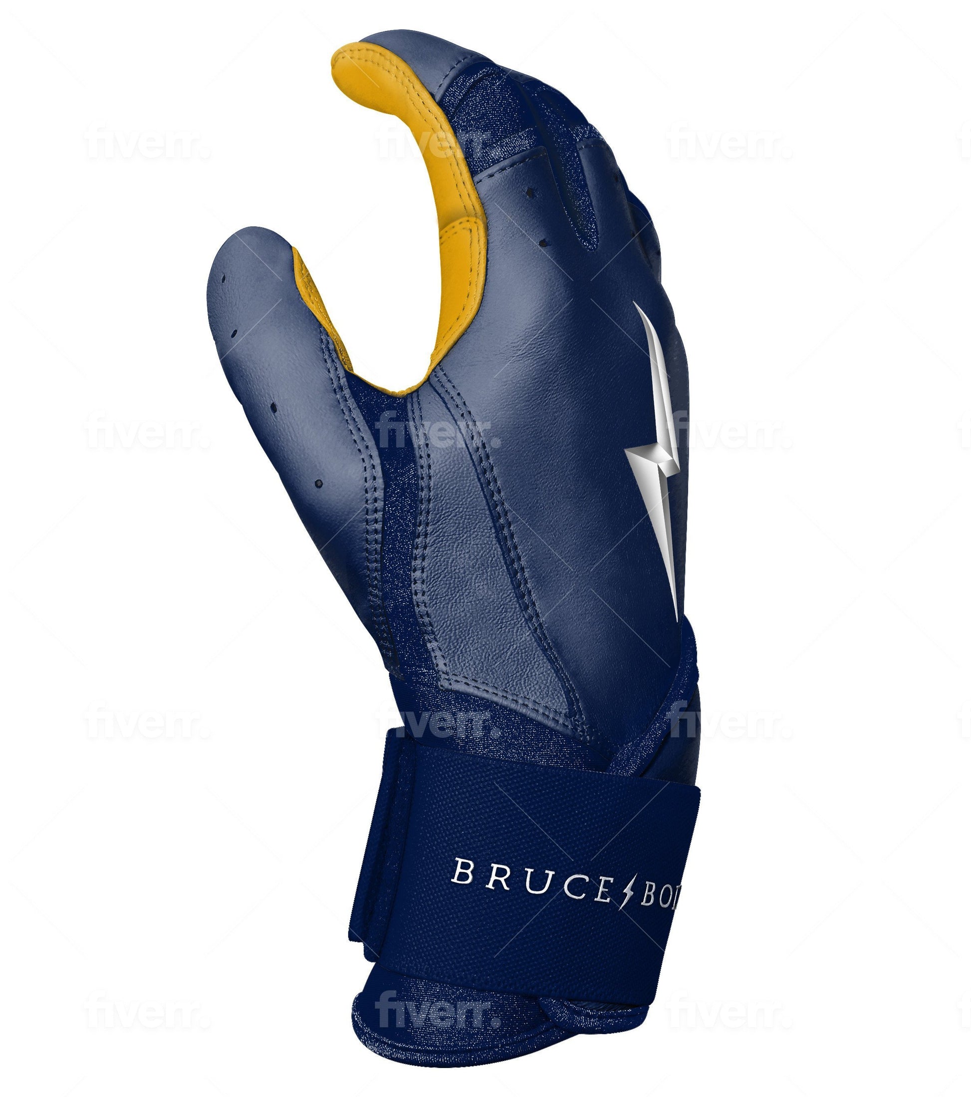 Bruce Bolt PREMIUM PRO Long Cuff Batting Gloves: Navy