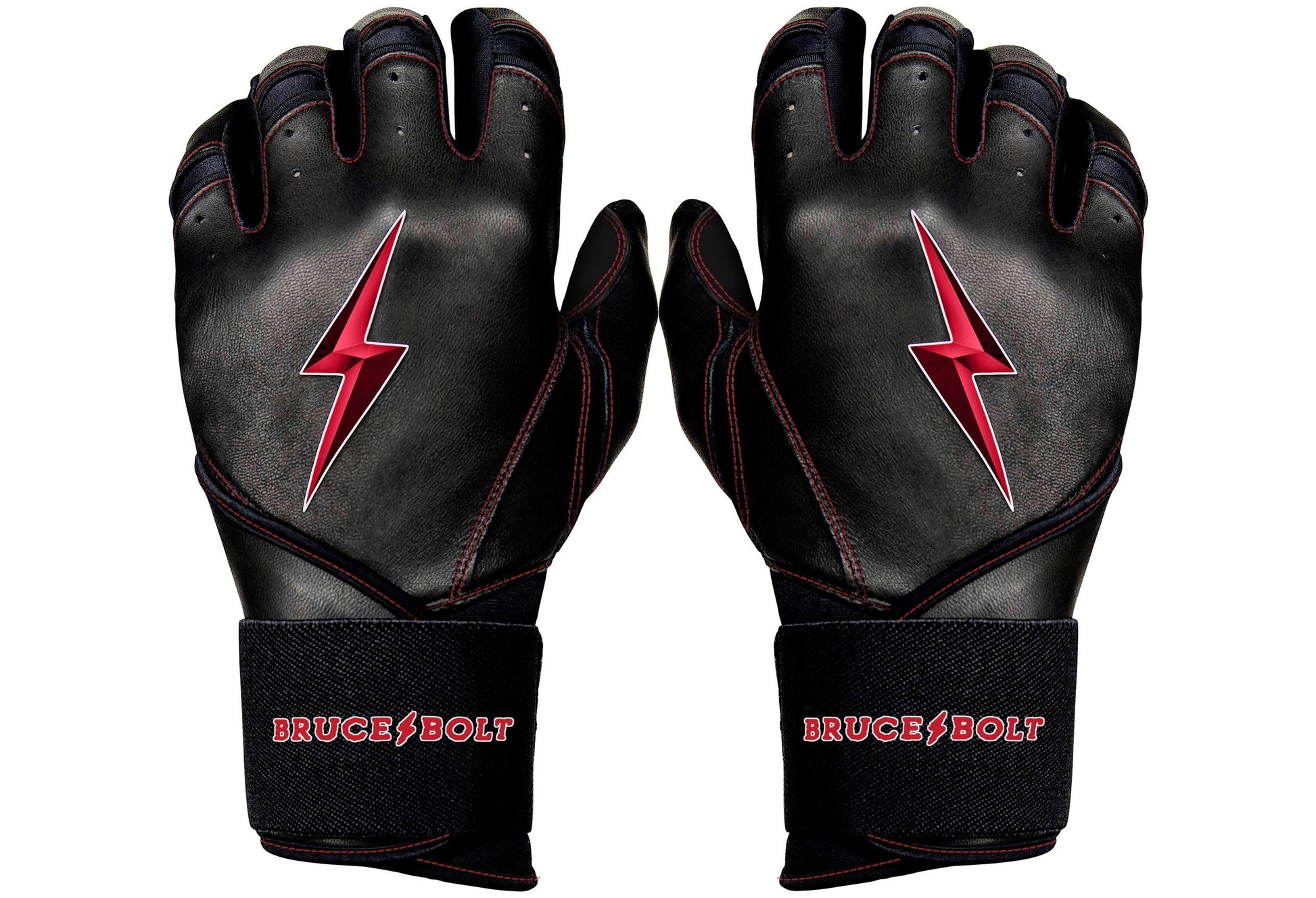 Bruce Bolt PREMIUM PRO TC42 Series Long Cuff Batting Gloves: Black