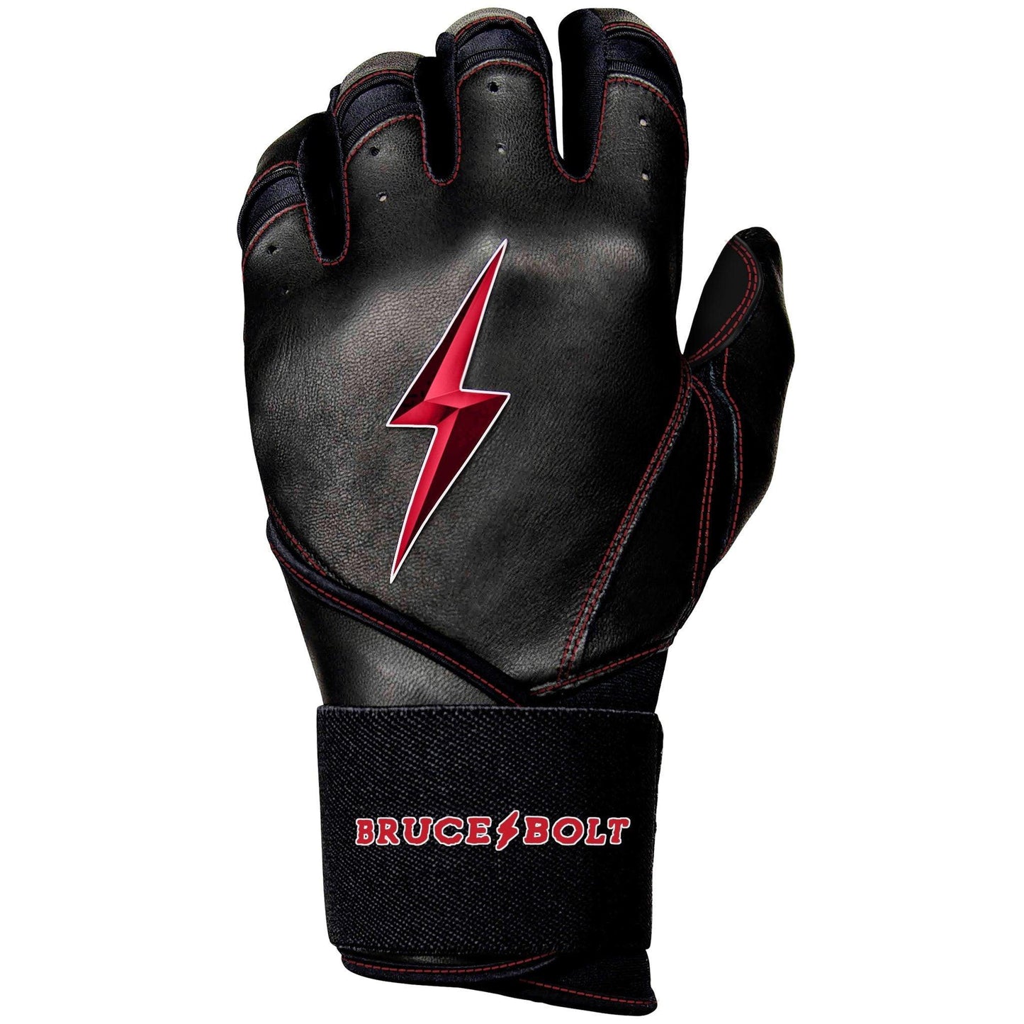 Bruce Bolt PREMIUM PRO TC42 Series Long Cuff Batting Gloves: Black