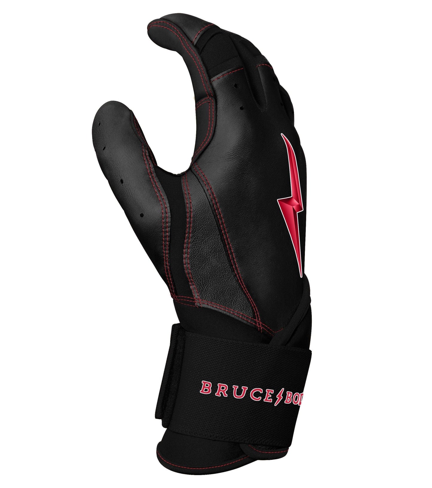 Bruce Bolt PREMIUM PRO TC42 Series Long Cuff Batting Gloves: Black