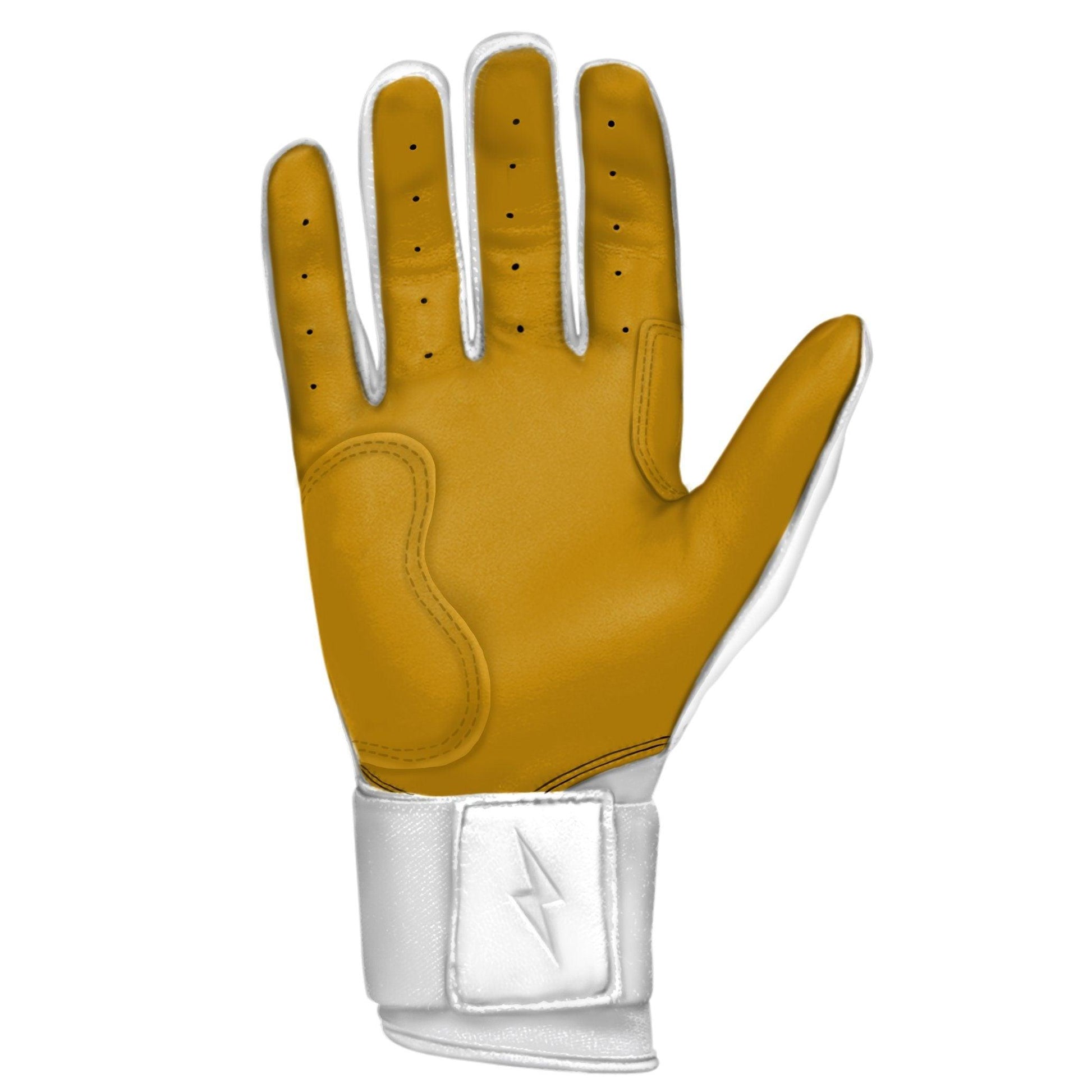 Bruce Bolt PREMIUM PRO Long Cuff Batting Gloves: White