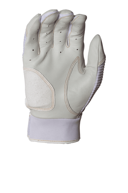 Miken Softball MK7X Adult White and Gold Batting Gloves: MBGGLD-WHT